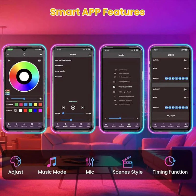 Ruban lumière de chambre LED flexible