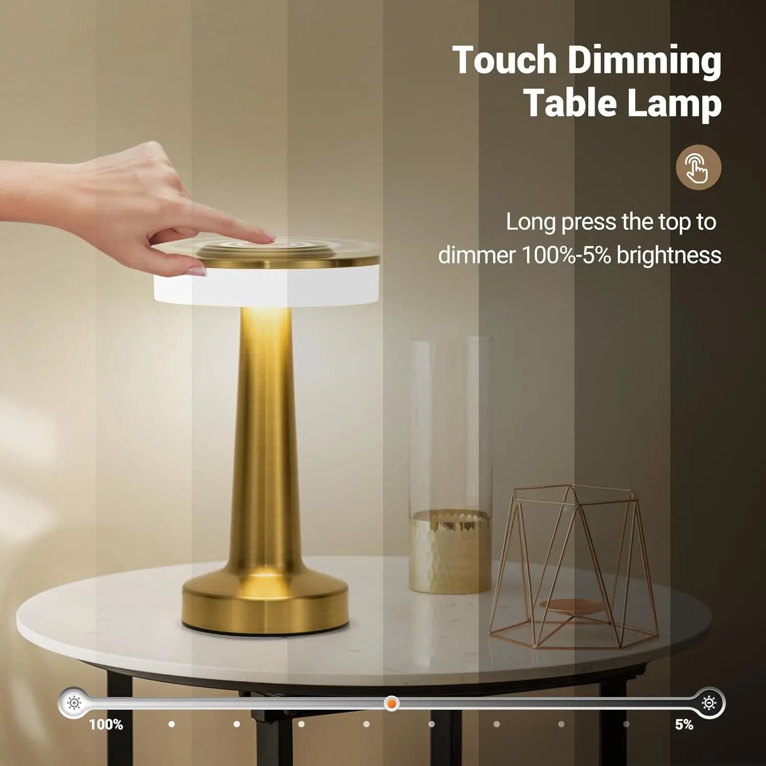 Lampe de bureau LED rechargable sans fil à capteur tactile